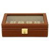 Friedrich klockbox / klocklåda för 10 klockor av äkta brun läder